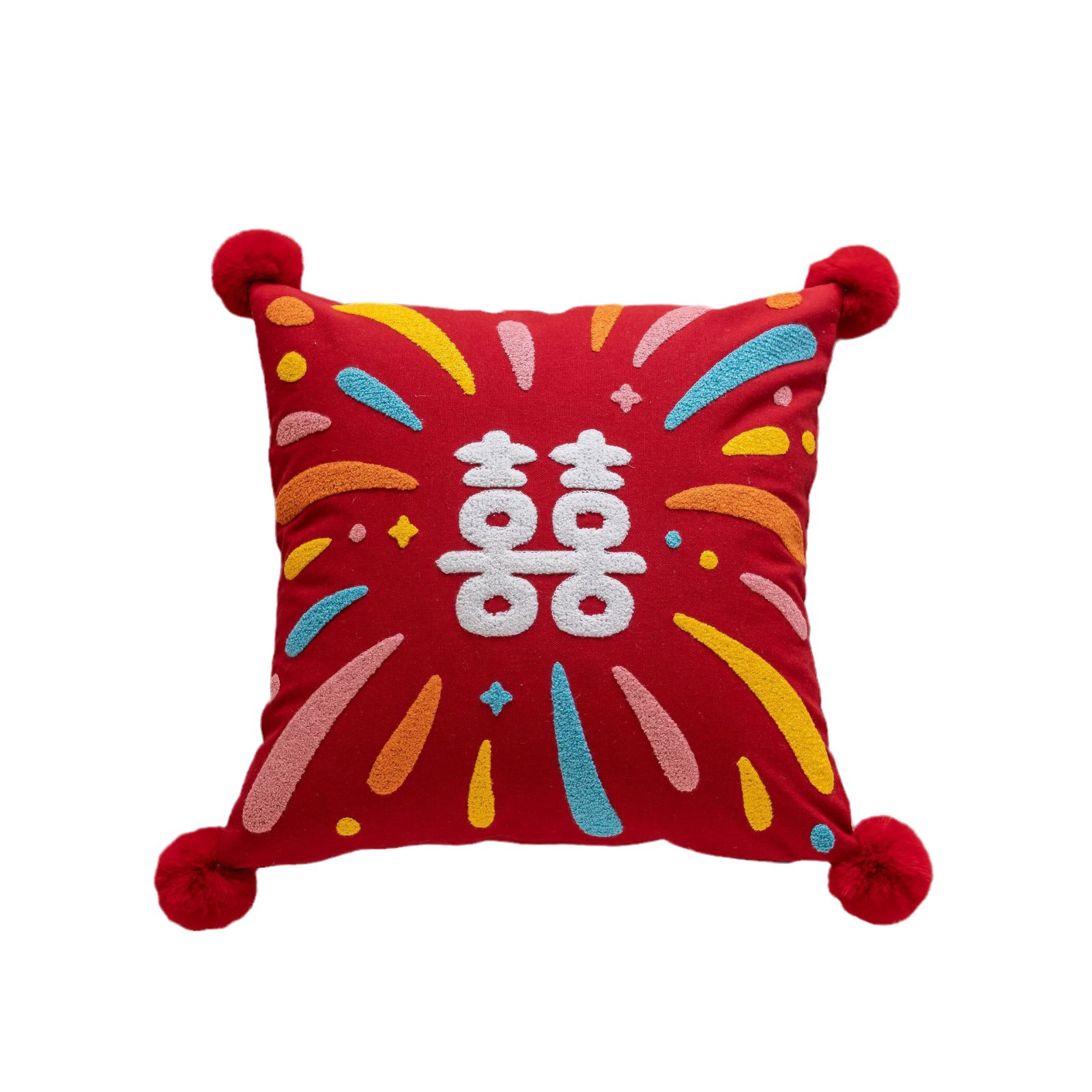 New Chinese-style traditional Chinese style throw pillows with the character "happiness", living room sofa, bedroom pillowcases, New Year wedding red backrest pillowcases wholesale Item Picture