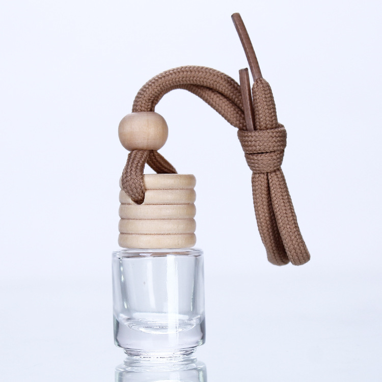 Cross-border wholesale 5ml creative wooden cap transparent pendant, essential oil pendant, glass cylindrical bottle, aromatherapy perfume empty bottle Specification drawing