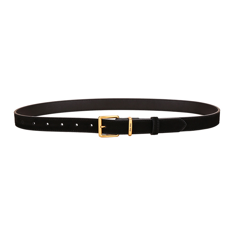 Women's belt, versatile decorative jeans with genuine leather belt, women's style, high-end feel, velvet pin buckle, light luxury and fashionable Item Picture