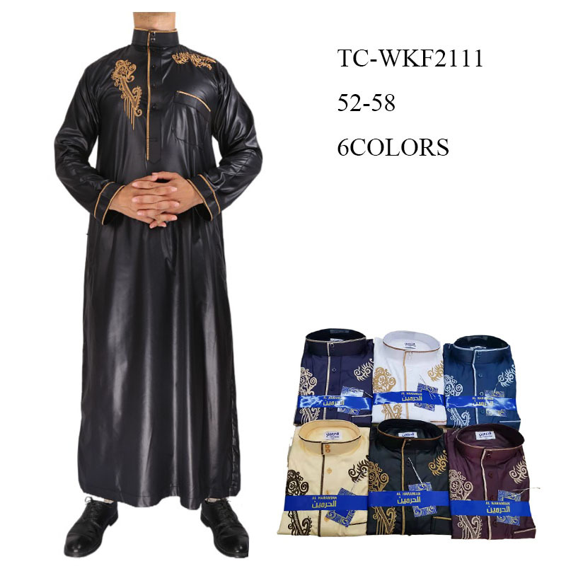 New spot bright velvet Arabian men's robe long sleeves stand collar fashion embroidered worship robe Application Scenario