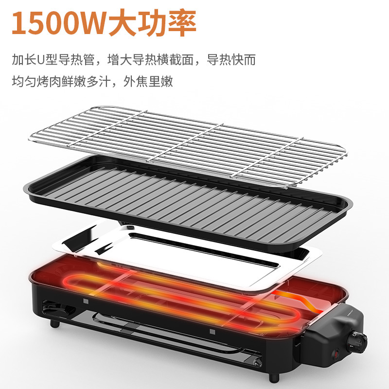 Cross-border SOKANY6112 electric barbecue grill, home gathering, low smoke, grill and net dual-purpose, foreign trade black and red mixed set details Picture