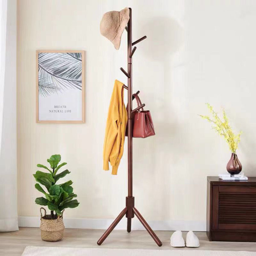 Nordic floor rack, beech wood simple coat rack, home living room wooden clothes hanging rack, solid wood clothes rack, original wood Application Scenario