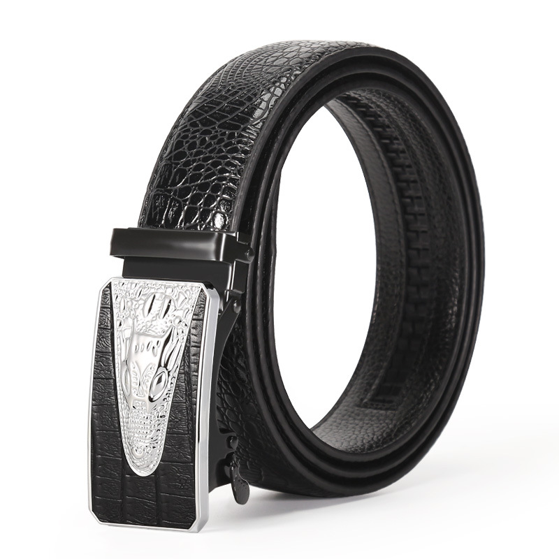 New automatic buckle men's belt with crocodile pattern casual and versatile youth jeans belt wholesale men's belt Item Picture