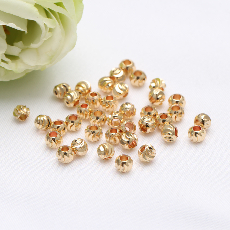 14K Bag Real Gold Cut Surface Color Watermelon-Bead Necklace String Diy Accessories Material Bead 3-8Mm Gold Bead details Picture