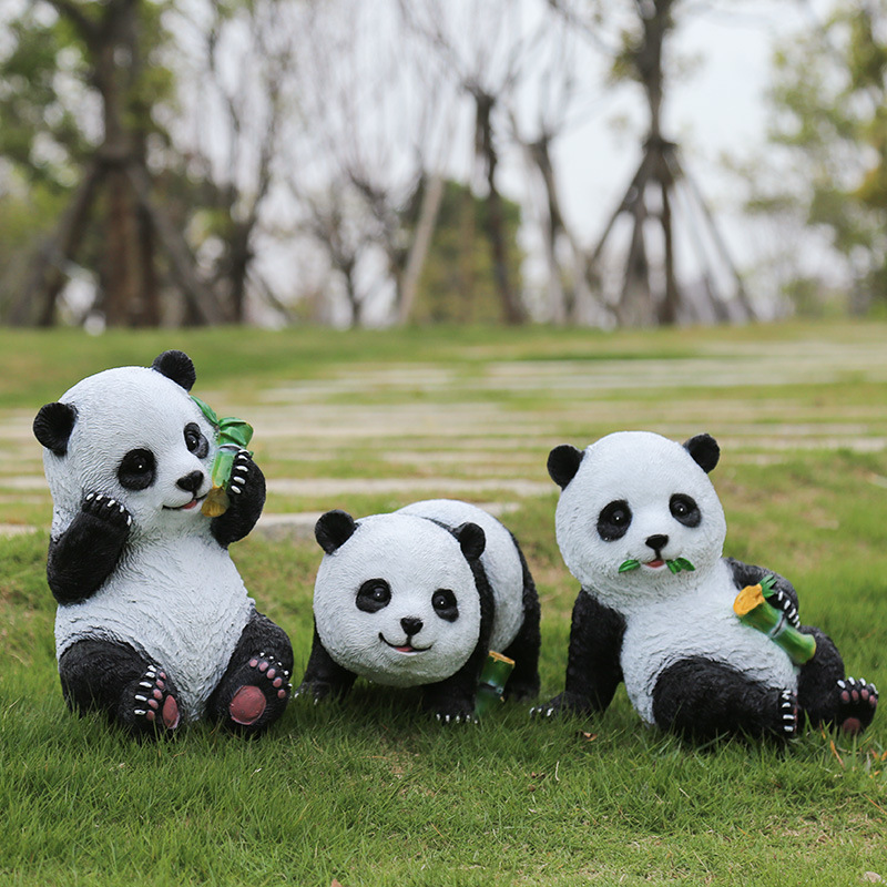 花园装饰 庭院摆件 户外草坪园林雕塑树脂工艺品动物仿真熊猫摆件图