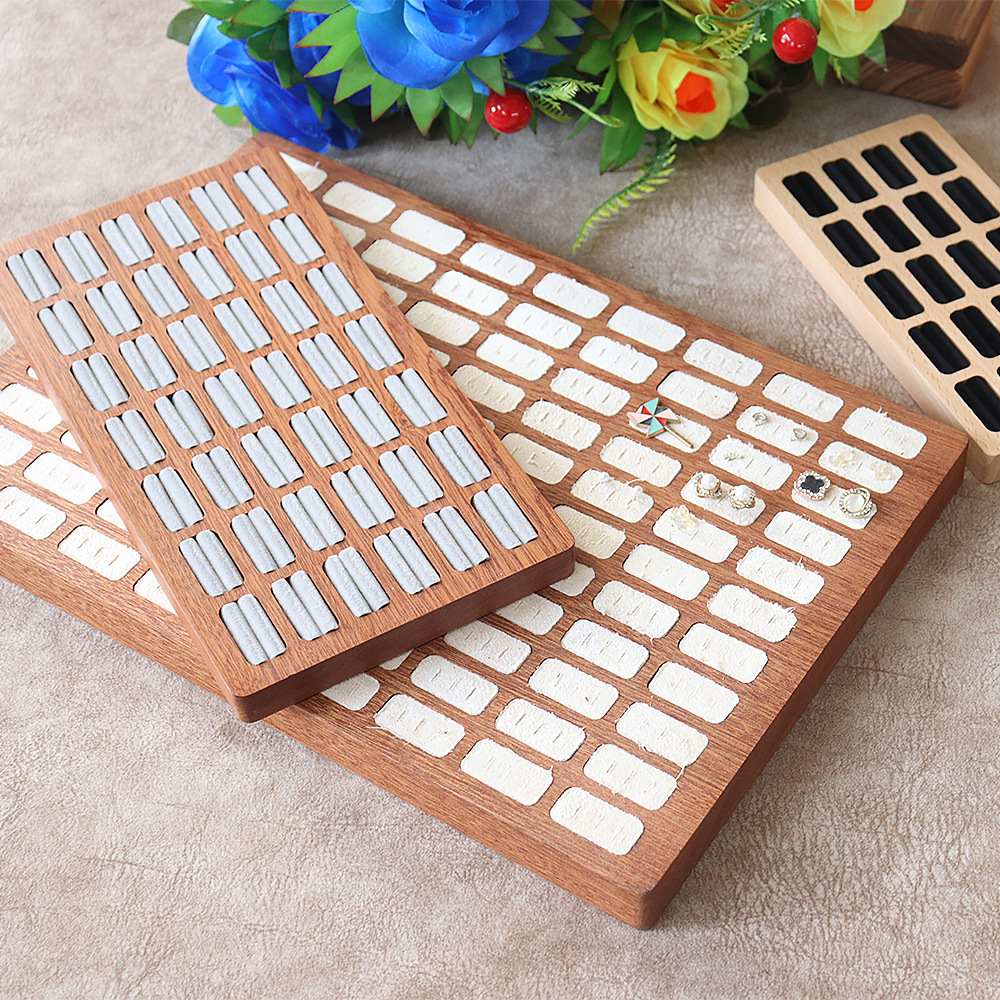 Enlarged and widened 99-position stud box, ring box, tray, solid wood Sapele couple ring box, wooden plate for display and storage Specification drawing