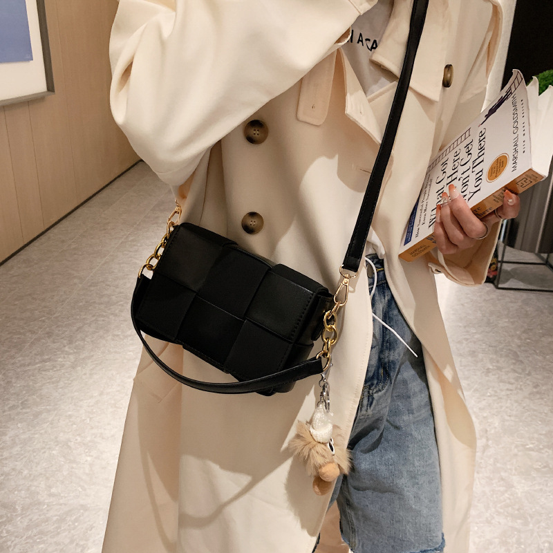 Niche Design Retro Bag Female 2022 Autumn/Winter New Female Bag Color Crossbody Bag Foreign Style Braided Small Square Bag Specification drawing