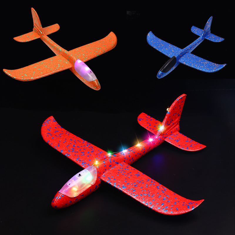 49cm大号泡沫飞机发光玩具手抛飞机航模儿童滑翔机活动地推礼品节