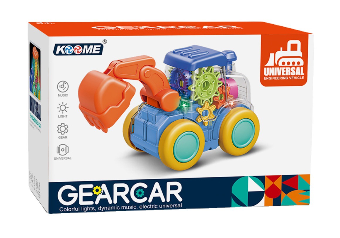 Fun electric dazzling light universal joint transparent music gear digging earth children's project toy car Specification drawing