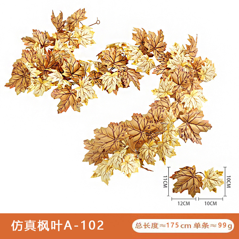 Artificial maple leaf rattan cross-border autumn outdoor decoration arrangement Artificial maple leaf autumn wreath Artificial maple leaf rattan pic 16