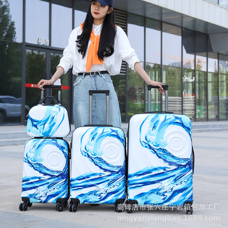 Manufacturers Wholesale Set Of 4 Luggage Trolley Box Men And Women Lightweight Luggage Boarding Luggage Fashion Pattern Specification drawing