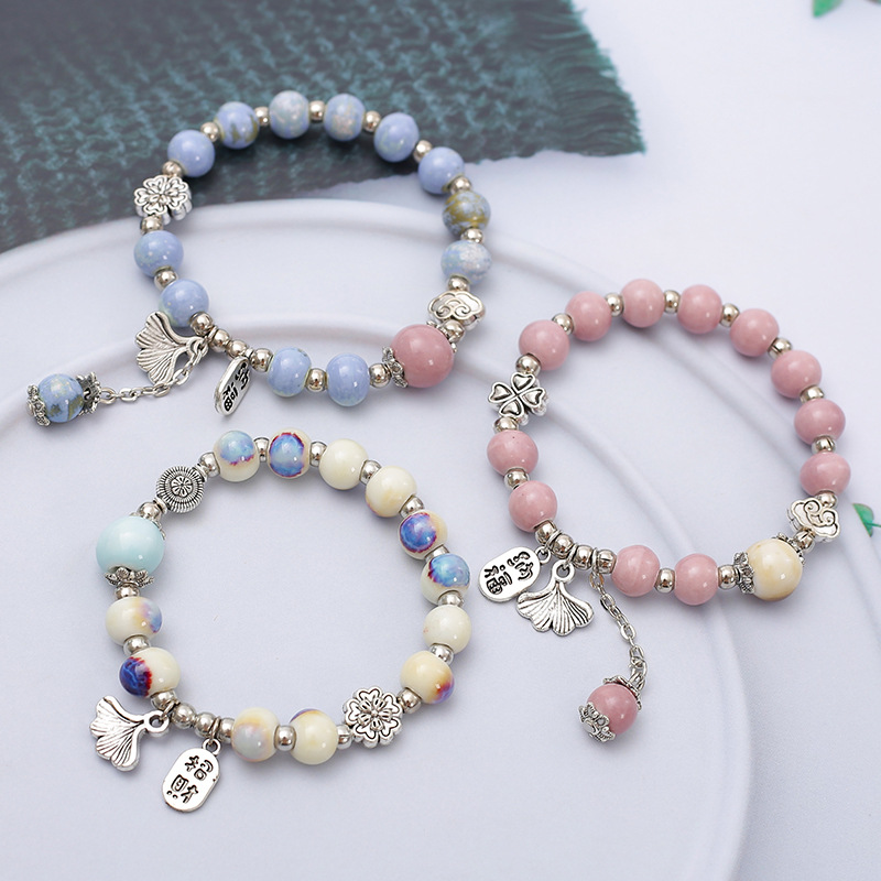 新中式文艺复古陶瓷手链女学生闺蜜礼物景德镇陶瓷饰品批发