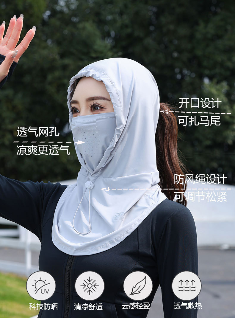 防晒面罩女夏季全脸薄款防紫外线口罩骑行护颈一体防晒帽冰丝男士详情8