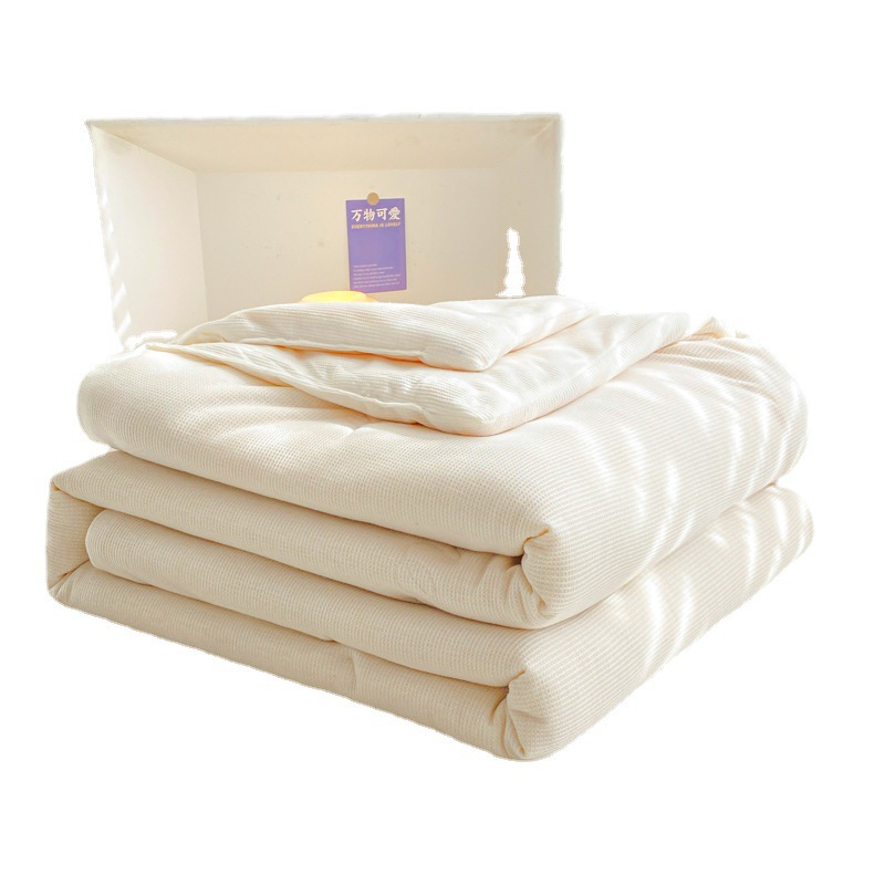 Waffle Knit Cotton Summer Comforter Bedding Household Solid Color Air-Conditioned Summer Comforter Double Core Dormitory Comforter Item Picture