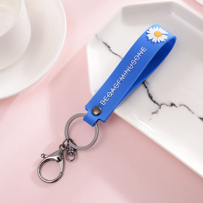 New Multicolor Daisy Soft Glue Key Chain Wrist Rope Car Bag Small Gift Accessory Pendant details Picture