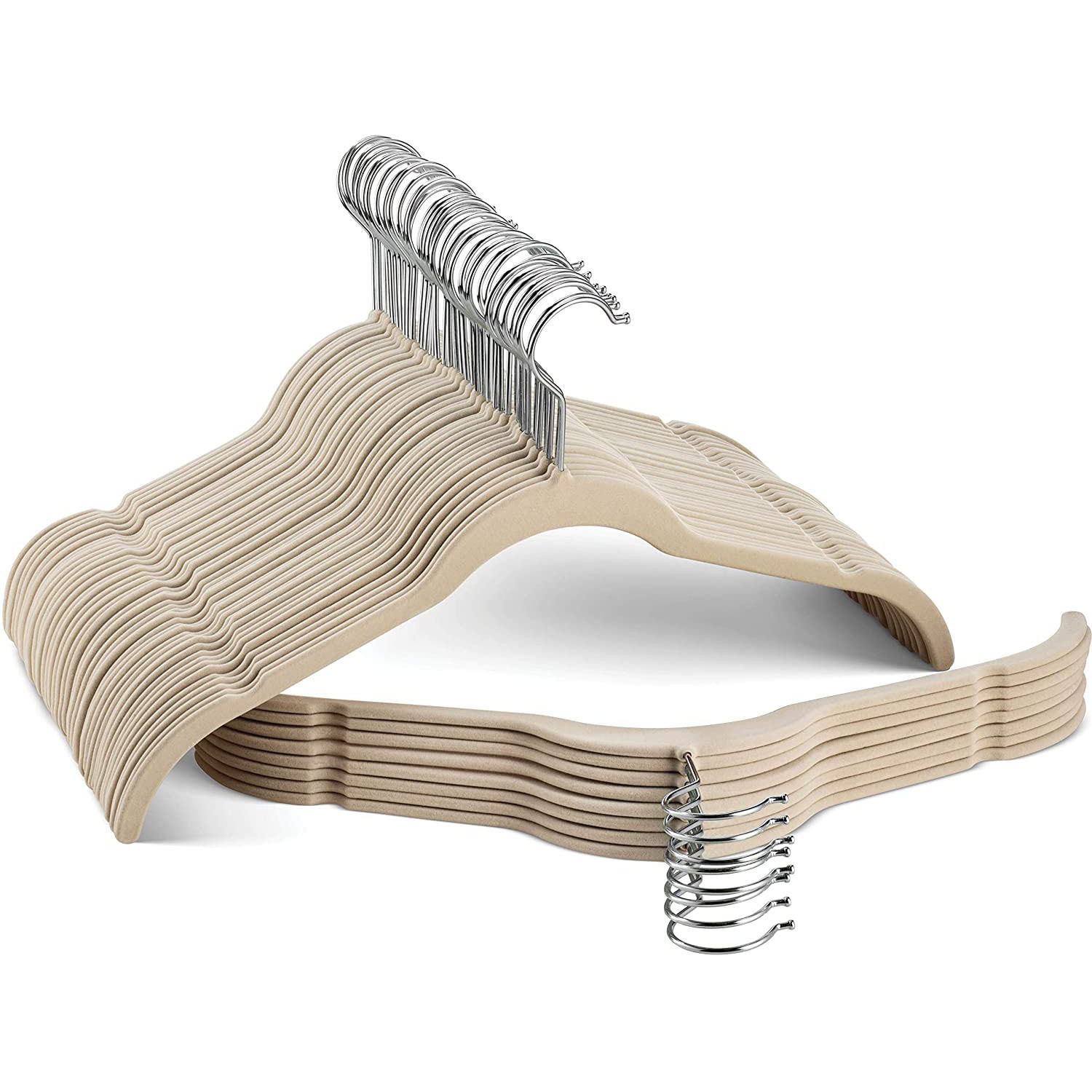 亚马孙植绒衣架女装衣架防滑无痕结实节省空间植绒衣架衣架批发图