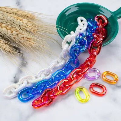 Acrylic Plastic Transparent Ab Bright Color 14*19 Chain Buckle Open Ring Diy Jewelry Bag Phone Case Accessories