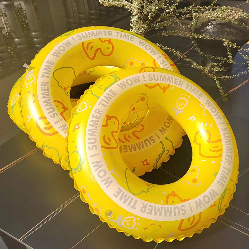Spot Printed Yellow Duck Swimming Ring Children's Environmental Cartoon Swimming Ring Adult Children Underarm Ring Wholesale Specification drawing