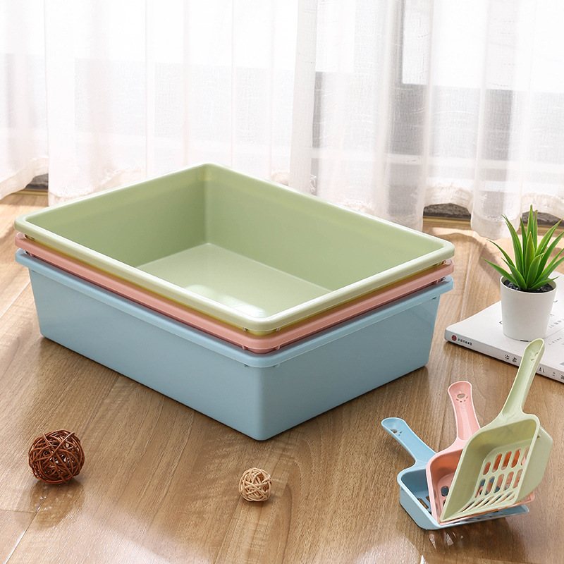 Rectangular pet cat litter box without cover, pet litter box, cat cleaning supplies, pet cat litter box, cat poop box details Picture