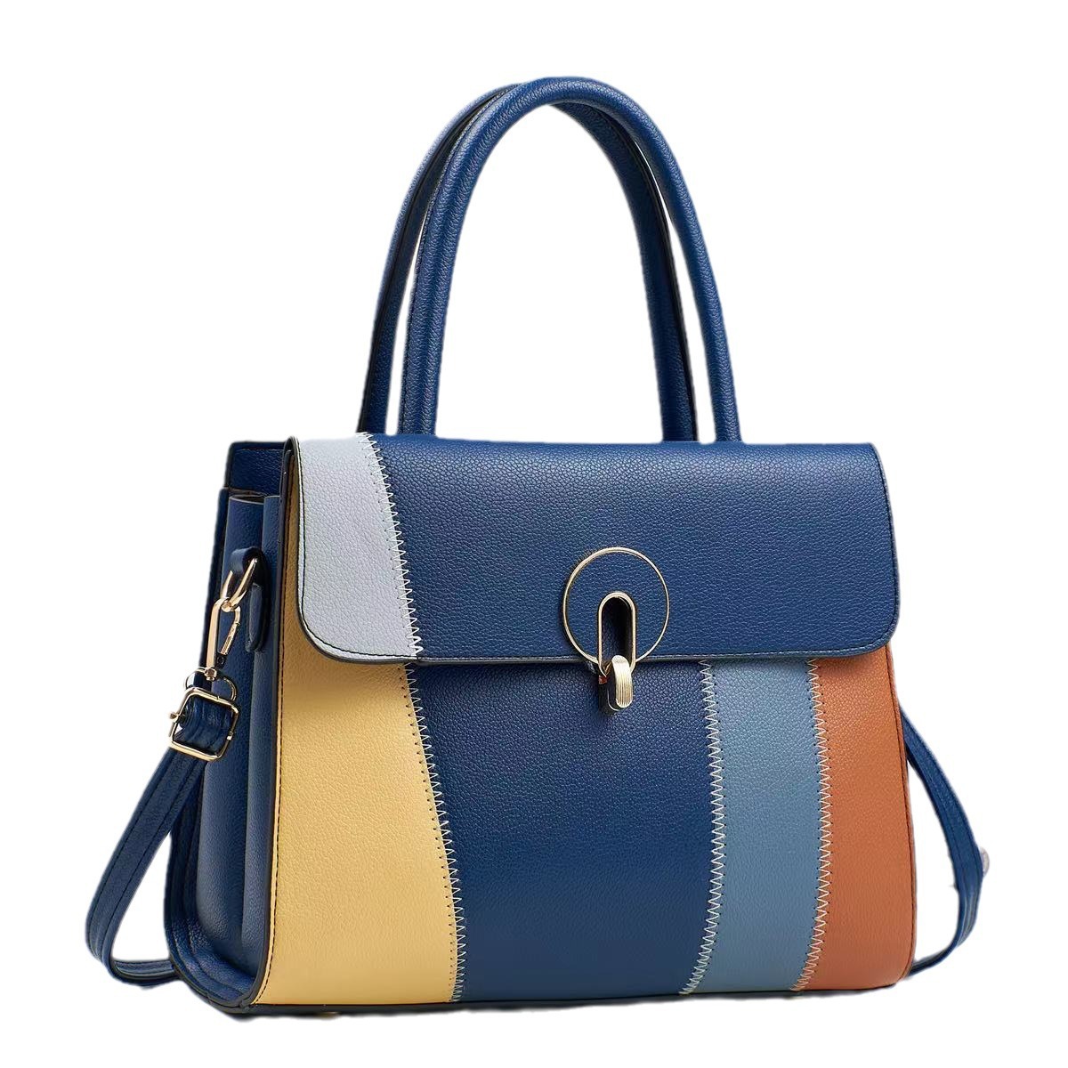 New Patchwork Color Contrast Handbag Fashion Cross-Border Trend Women's Bag Advanced Sense Large Capacity Shoulder Bag Crossbody Bag Item Picture