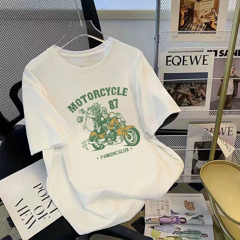 The new summer pure cotton short-sleeved T-shirt for men, a Korean style loose and plus-size fashion half-sleeved shirt in Instagram details Picture
