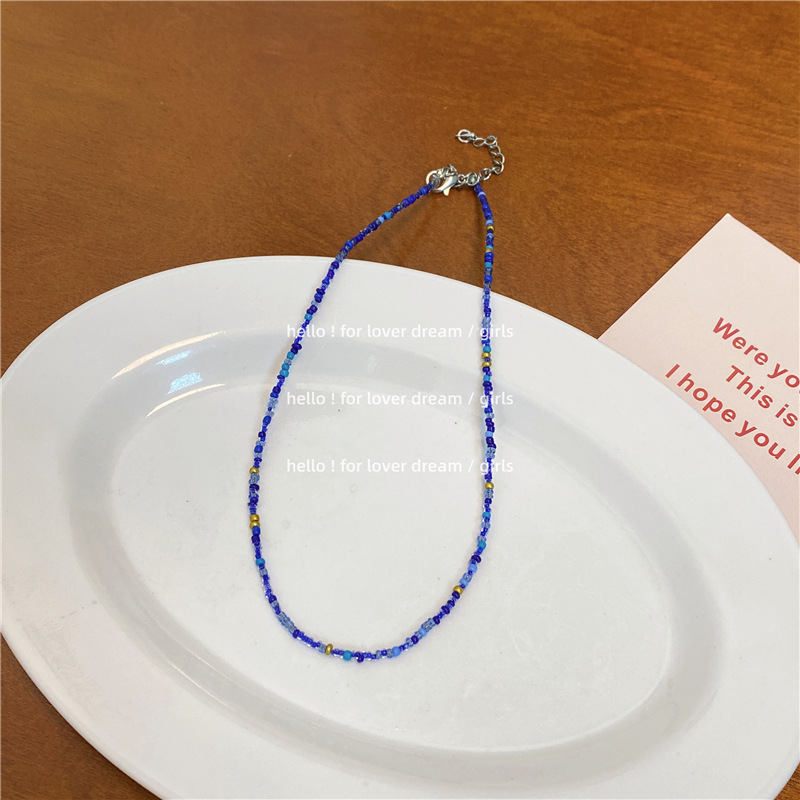 A new Korean macaron candy and jelly color rice bead beaded necklace, a sweet and cute girlish style versatile necklace details Picture