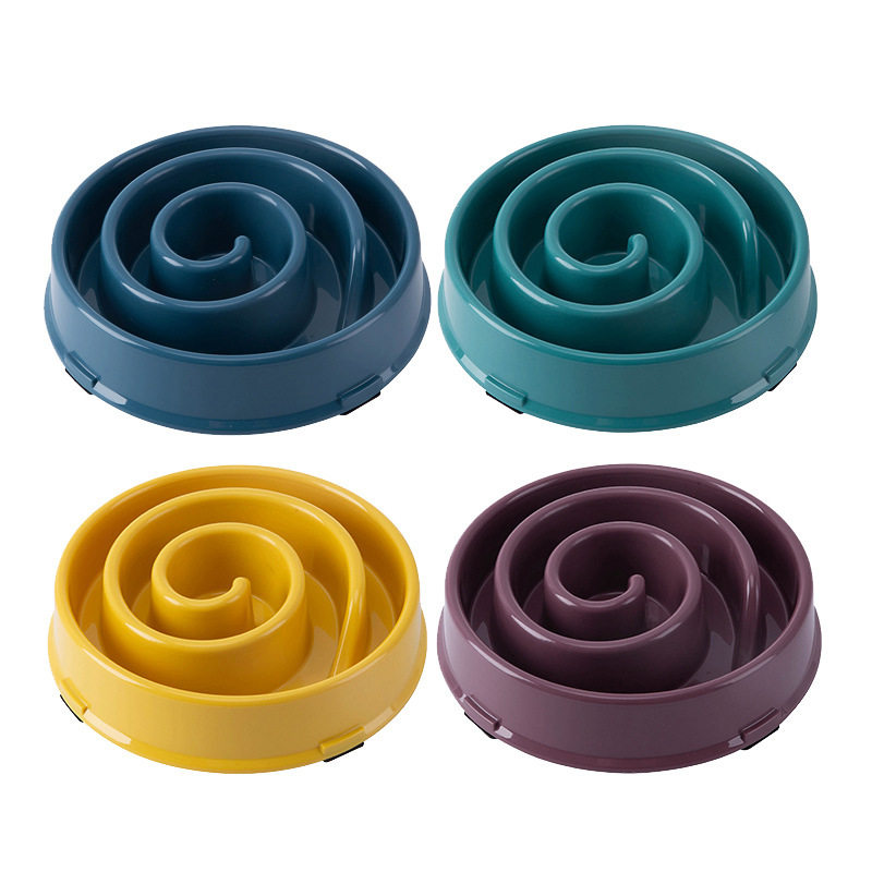 Pet bowl Anti-choking thickened non-slip plastic slow food bowl Solid color simple new dog slow food bowl pet feeding bowl Item Picture
