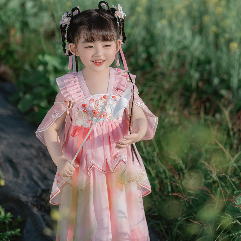 加工定制儿童古风汉服原创中国风女童服装超仙改良版宝宝公主裙夏