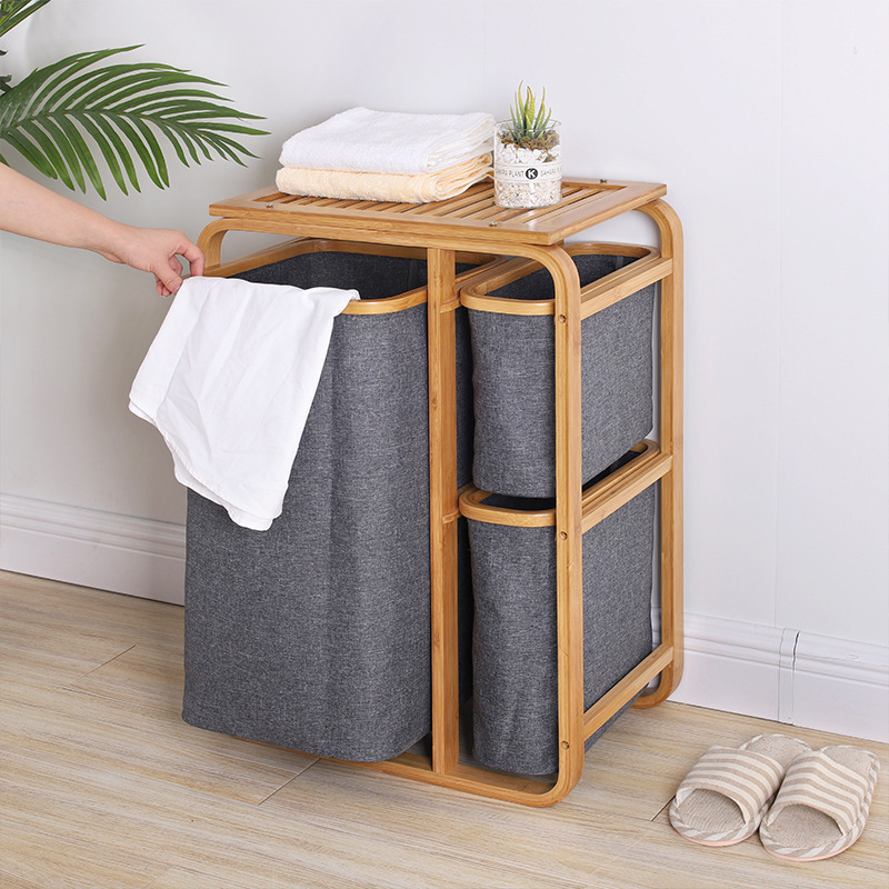 Foldable bamboo classification storage basket