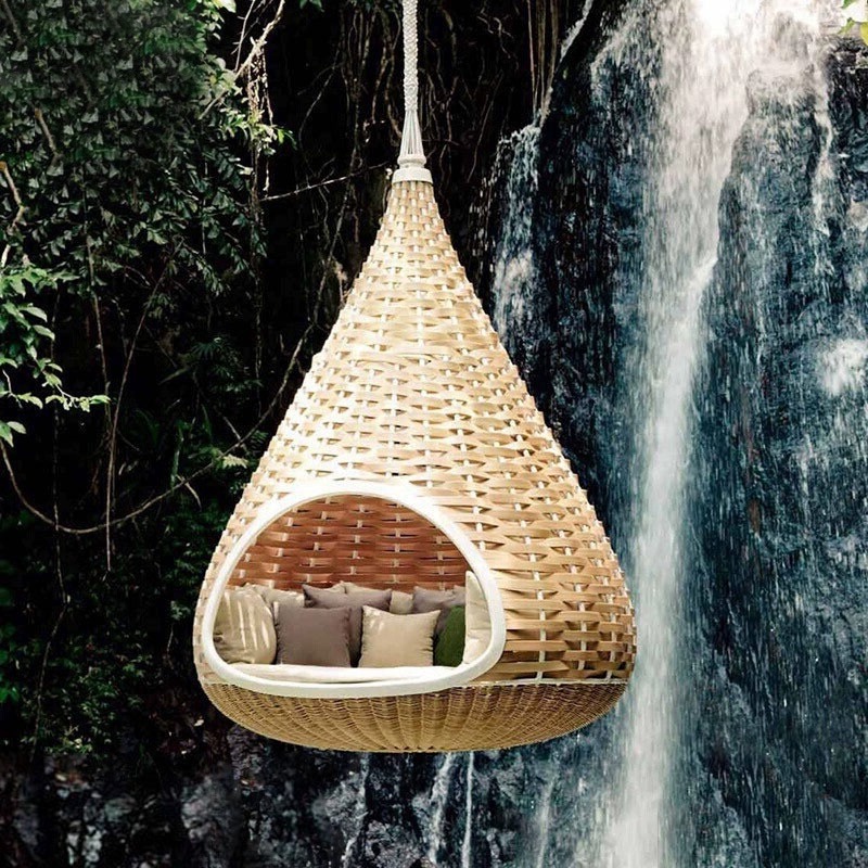 Internet-famous check-in double swing, outdoor leisure hanging basket, hanging chair, rattan chair, indoor balcony, lazy person hanging rattan hammock details Picture