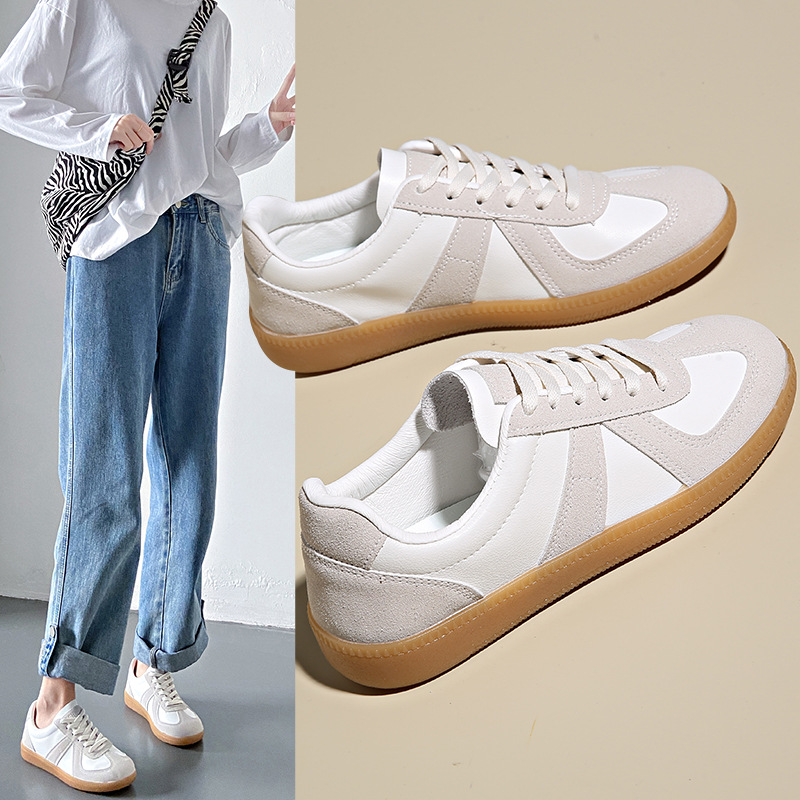 2025百搭休闲小白鞋情侣ins跨境大码德训鞋男女平底街拍板鞋F8815