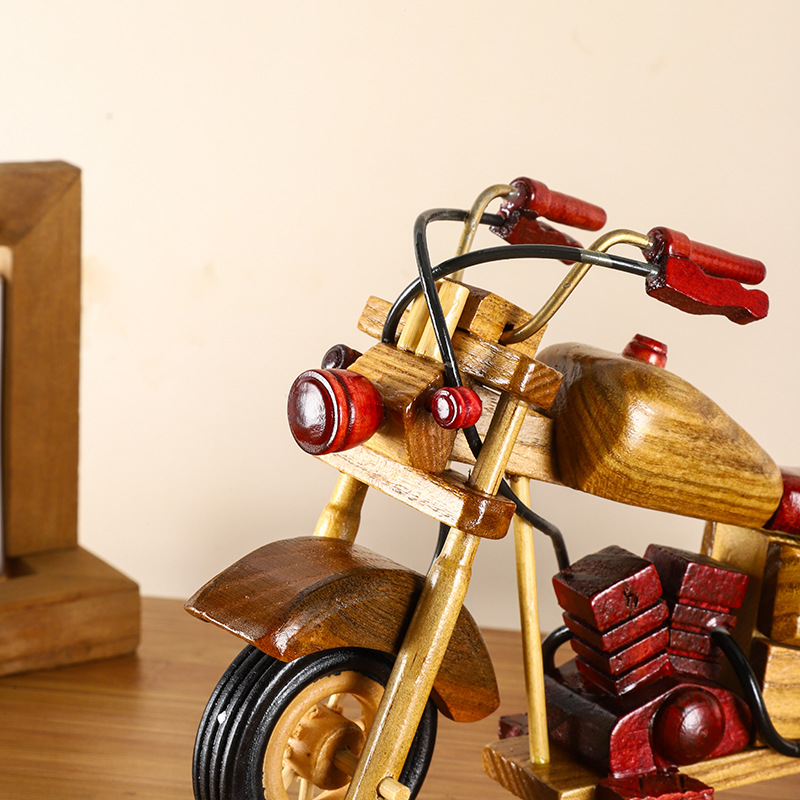 复古木质摩托车办公室创意摆件家居怀旧装饰模型木质工艺品摩托车详情图4