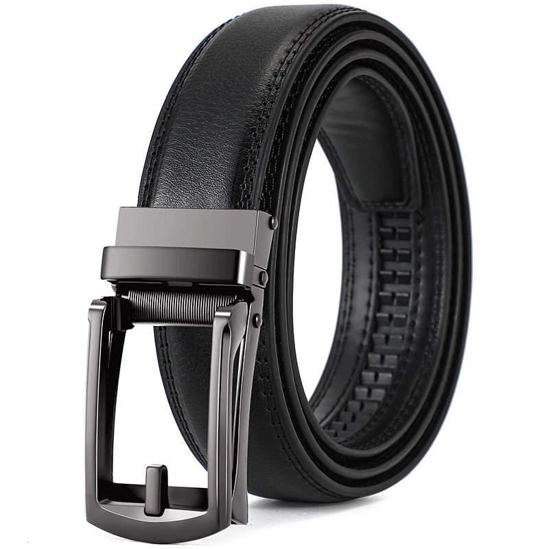 New best-selling men's genuine leather belt, double-layer cowhide business fake needle buckle, fashionable and high-end belt direct sales