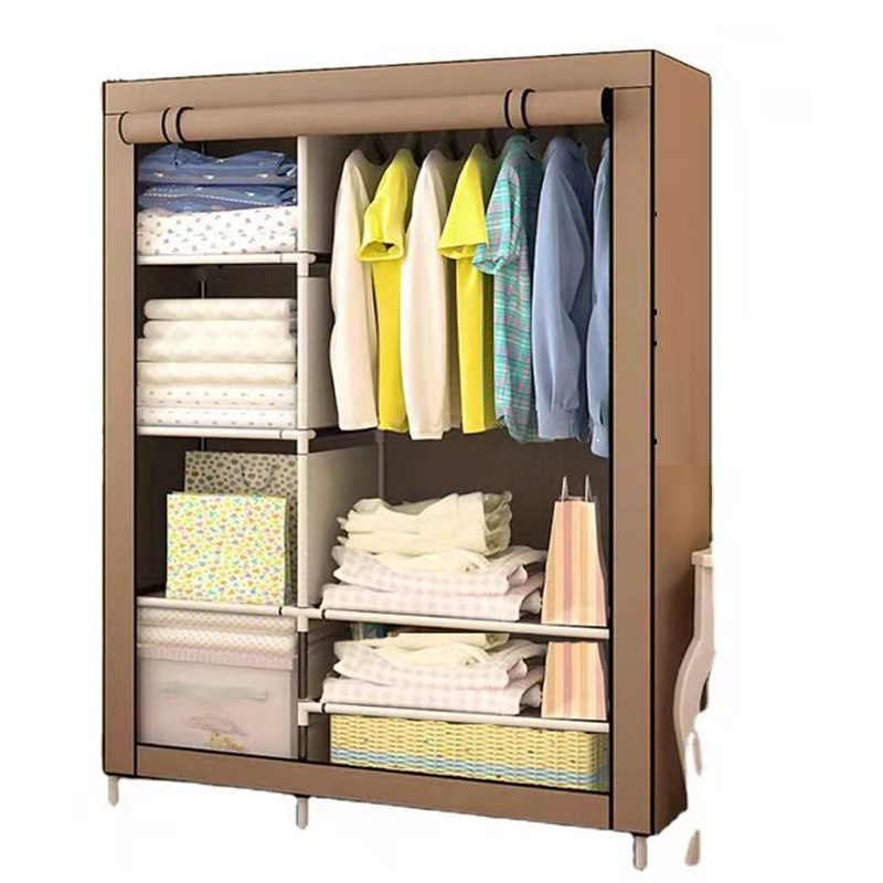 Simple wardrobe for single dormitory, modern and simple assembly fabric clothes rack, economical and simple non-woven fabric wardrobe storage cabinet Application Scenario