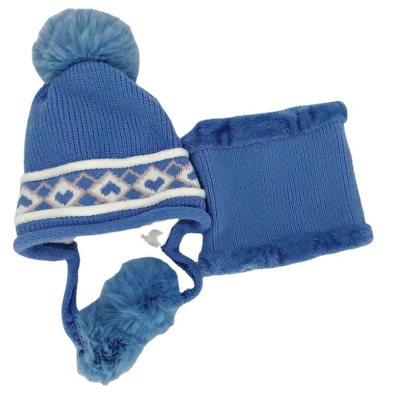 Autumn And Winter New Warm Knit Hat Women With Bib Hairball Cycling Windproof Korean Jacquard Striped Woolen Hat In Stock Item Picture