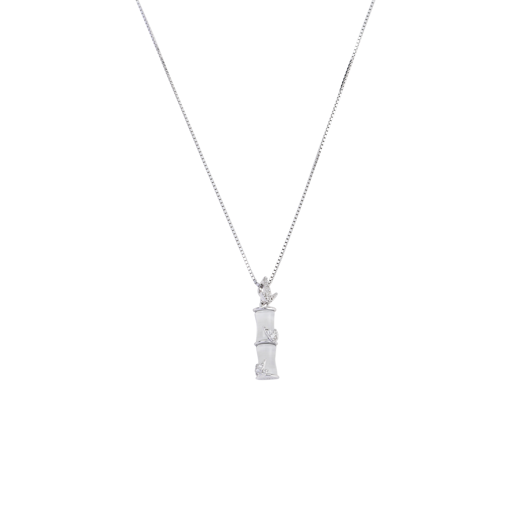 Yaslief Silver chain processing custom designer bamboo newspaper peace pendant cat's eye micro-inlaid decorated necklace Item Picture