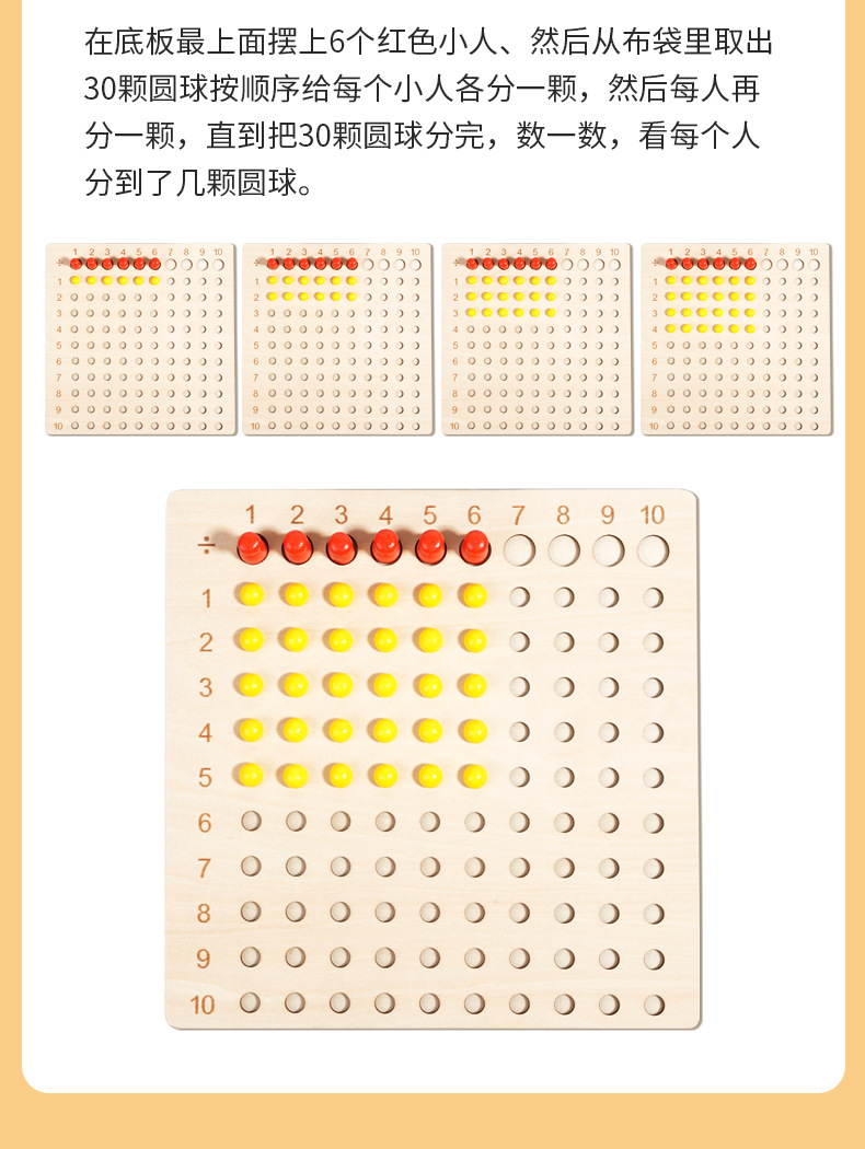 蒙氏数学教具乘除法板 乘法板除法板早教蒙特梭利儿童益智玩具详情10