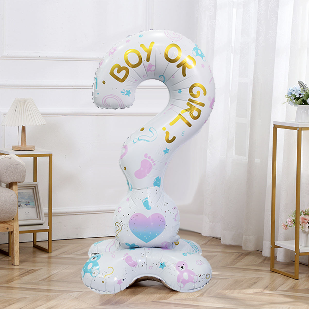 Cross-border new oversized base BOY OR GIRL question mark shaped aluminum film balloon gender revealed Party decoration