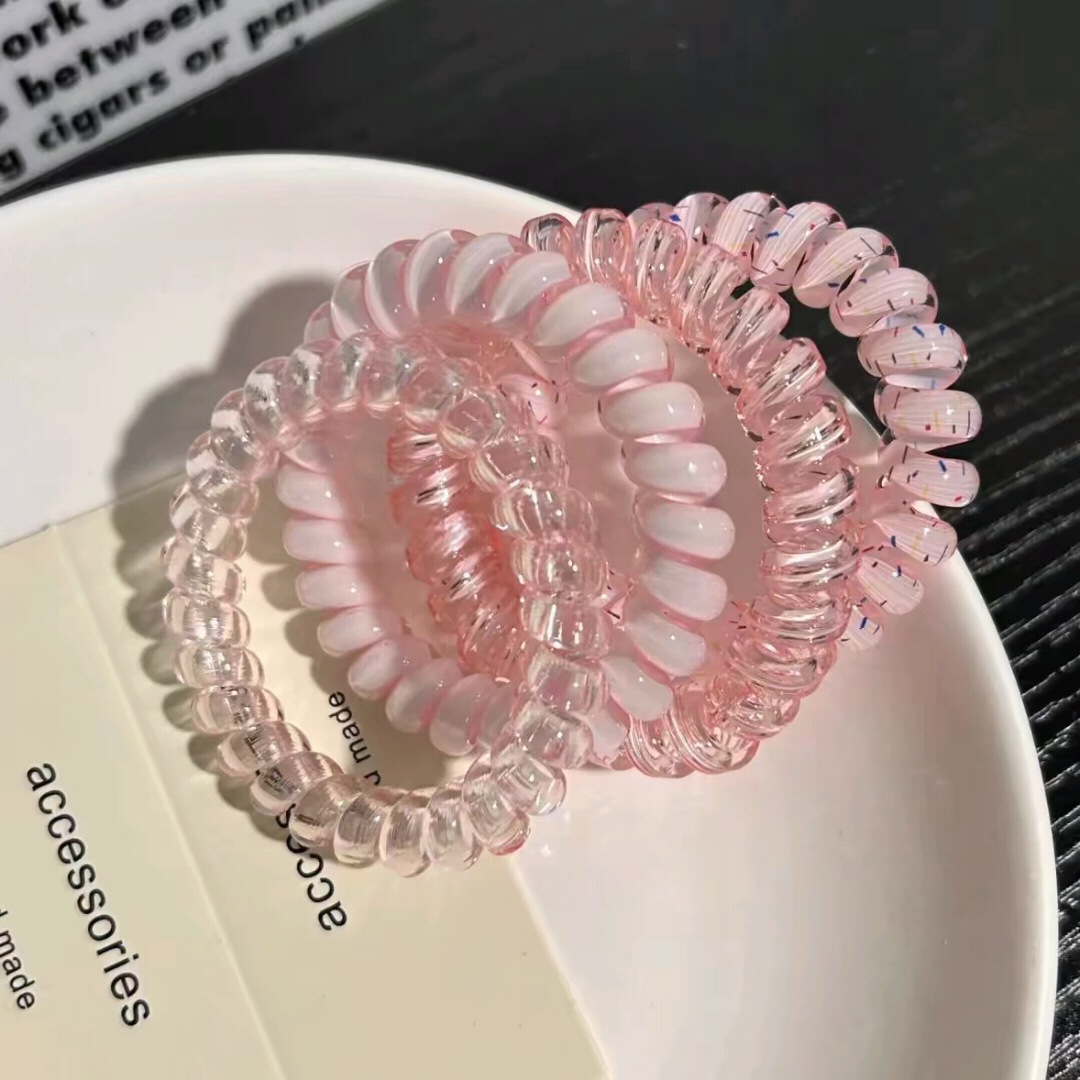 Ins-style summer jelly color telephone line hair band for girls, seamless, high-elasticity, versatile, simple and non-damaging hair accessory details Picture