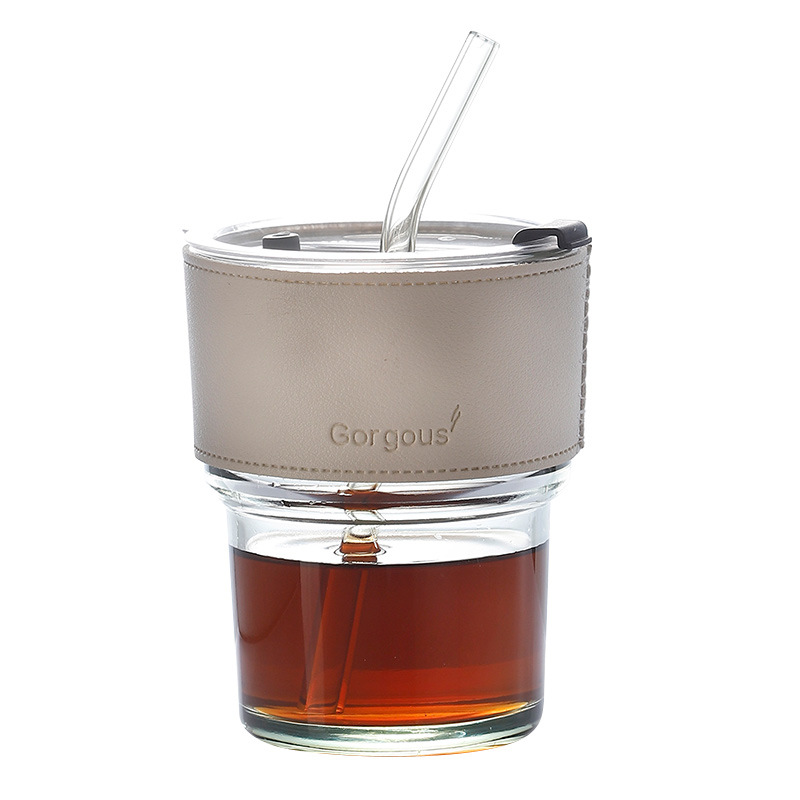 Popular glass bamboo joint cups, straw cups, juice drink coffee cups, promotional gift cups, glass water cups, logo printing Item Picture