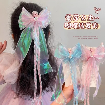 Kids' Hairpin 2024 New Bow Headpiece Super Fairy Princess Elsa Wings Sanrio Clip Girls' Hair Accessories