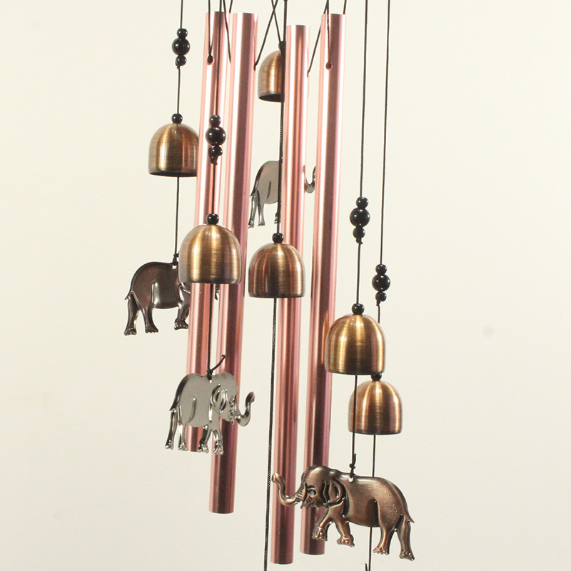 Electroplated Brass Metal Tube Bell Wind Chimes Hanging Decoration Three-Dimensional Elephant Balcony Courtyard Retro Cross-Border Amazon Application Scenario