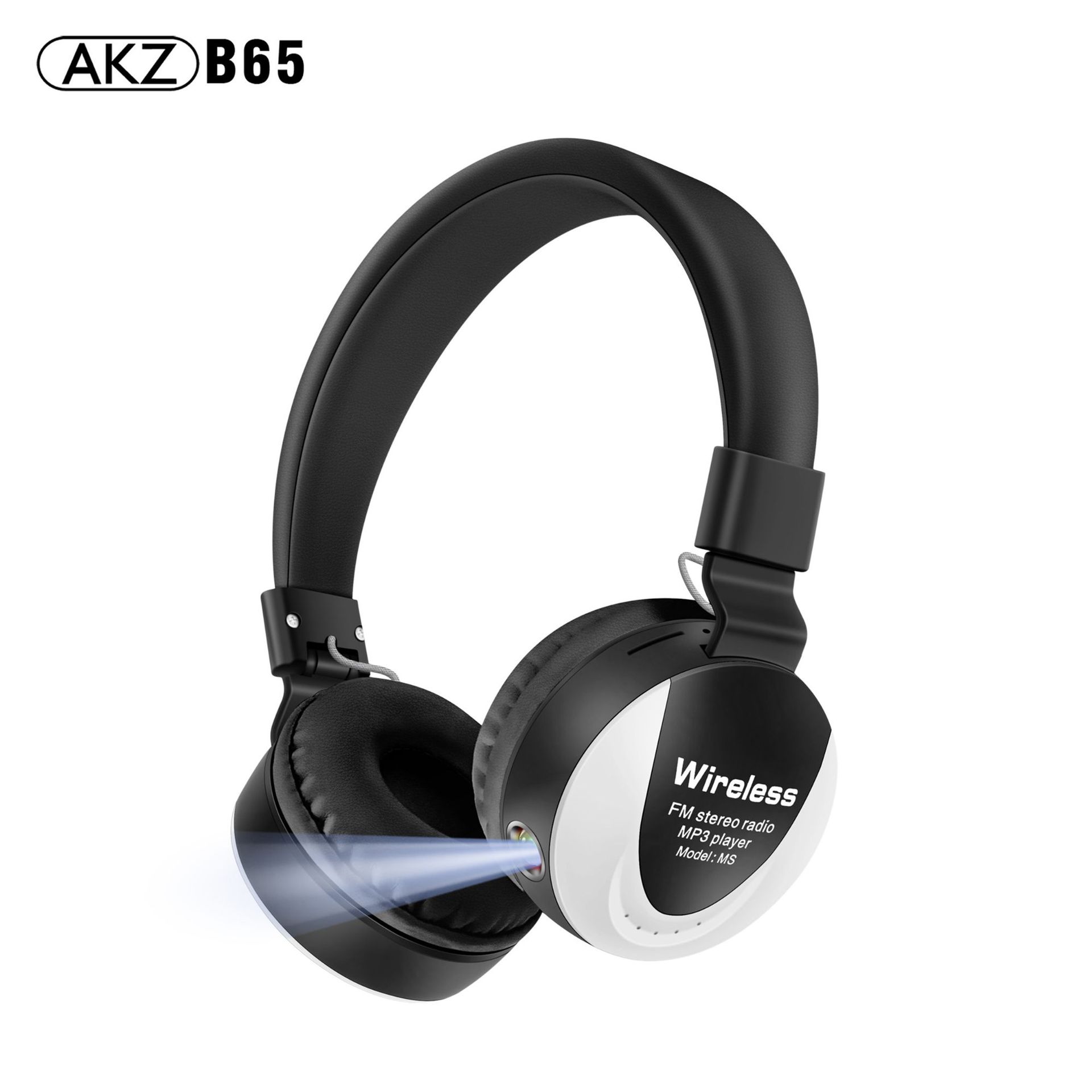 AKZ-B65 auriculares bluetooth inalámbricos plegables/linterna /FM/AUX/TF correr auriculares deportivos Specification image