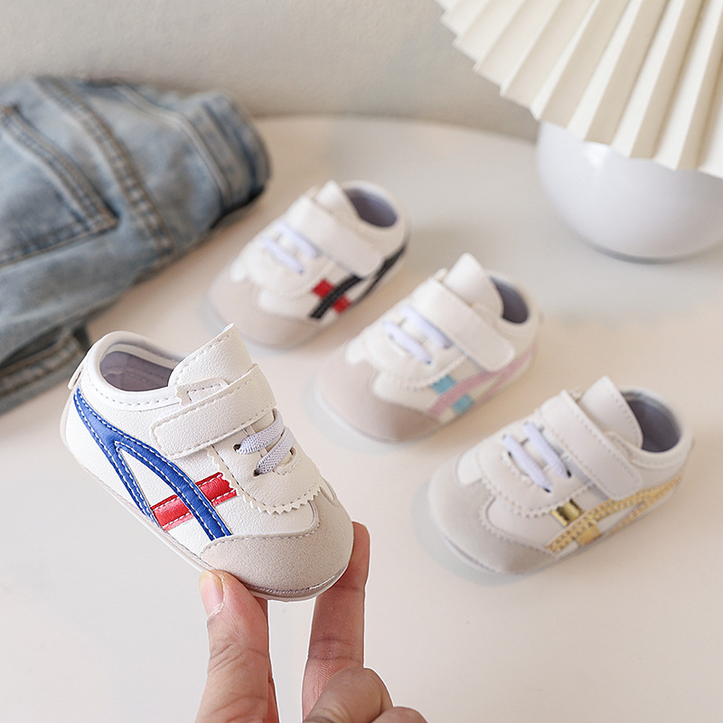 New Spring and Autumn baby sports shoes for boys and girls, color-blocking soft-soled baby shoes, soft-soled baby shoes for 0-1 year old toddlers, no single shoes that fall off