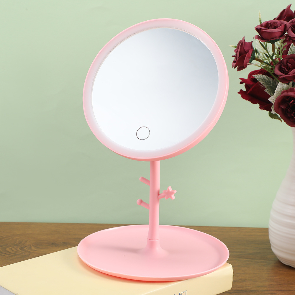 全方位LED照明圆形创意树枝状美妆镜收纳托盘个人护理女用日用百货卫浴洗漱用品详情6