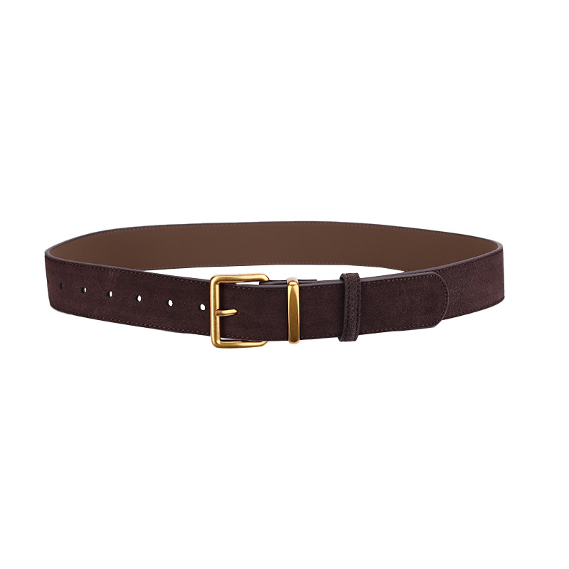 The new women's reverse-fleece belt, double-sided genuine leather decorative pin buckle wide waist belt, design sense, niche jeans with a waistband Application Scenario