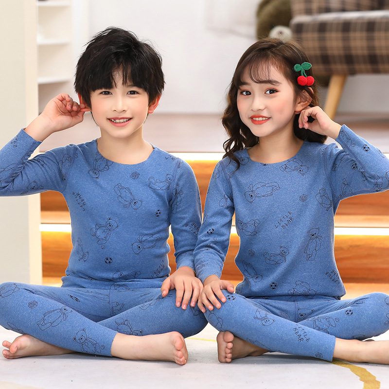 Autumn and winter children's long Johns and long pants, German velvet AB set, baby sweaters and long pants for boys and girls, warm and small children's base layer