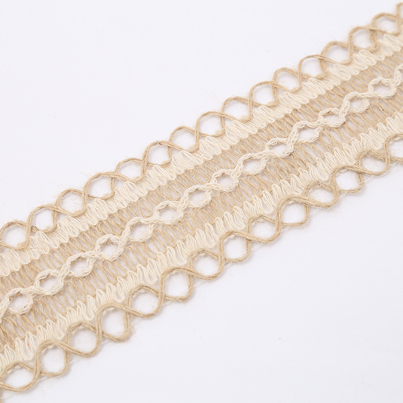 Natural Jute New Lace Curtain Clothing Diy Accessories Hollow Lace Fabric Vintage Bridal Headwear Wholesale Specification drawing