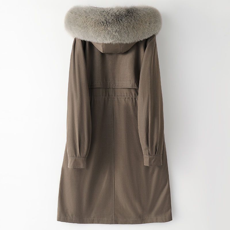 The Fox Fur Collar style overcame the 2022 winter new Haining mid-length rabbit fur inner liner fur coat for women, detachable details Picture