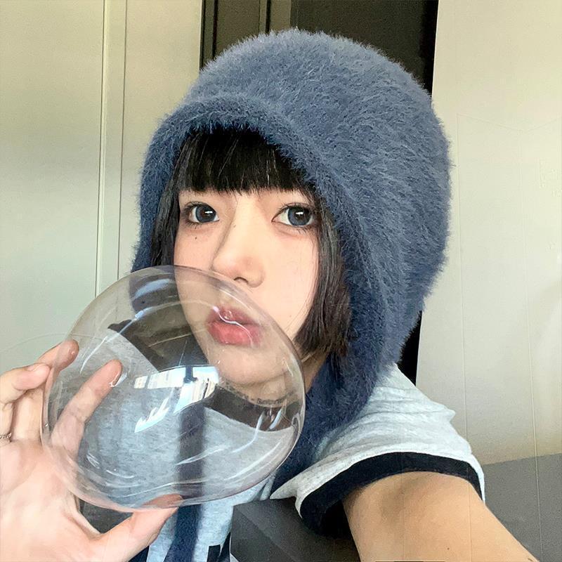 Feel Soft Waxy Waxy/Cute Wool Hat Pile Hat Women's Ear Protection One Hat Tie Fashion Warm Bun Hat Specification drawing